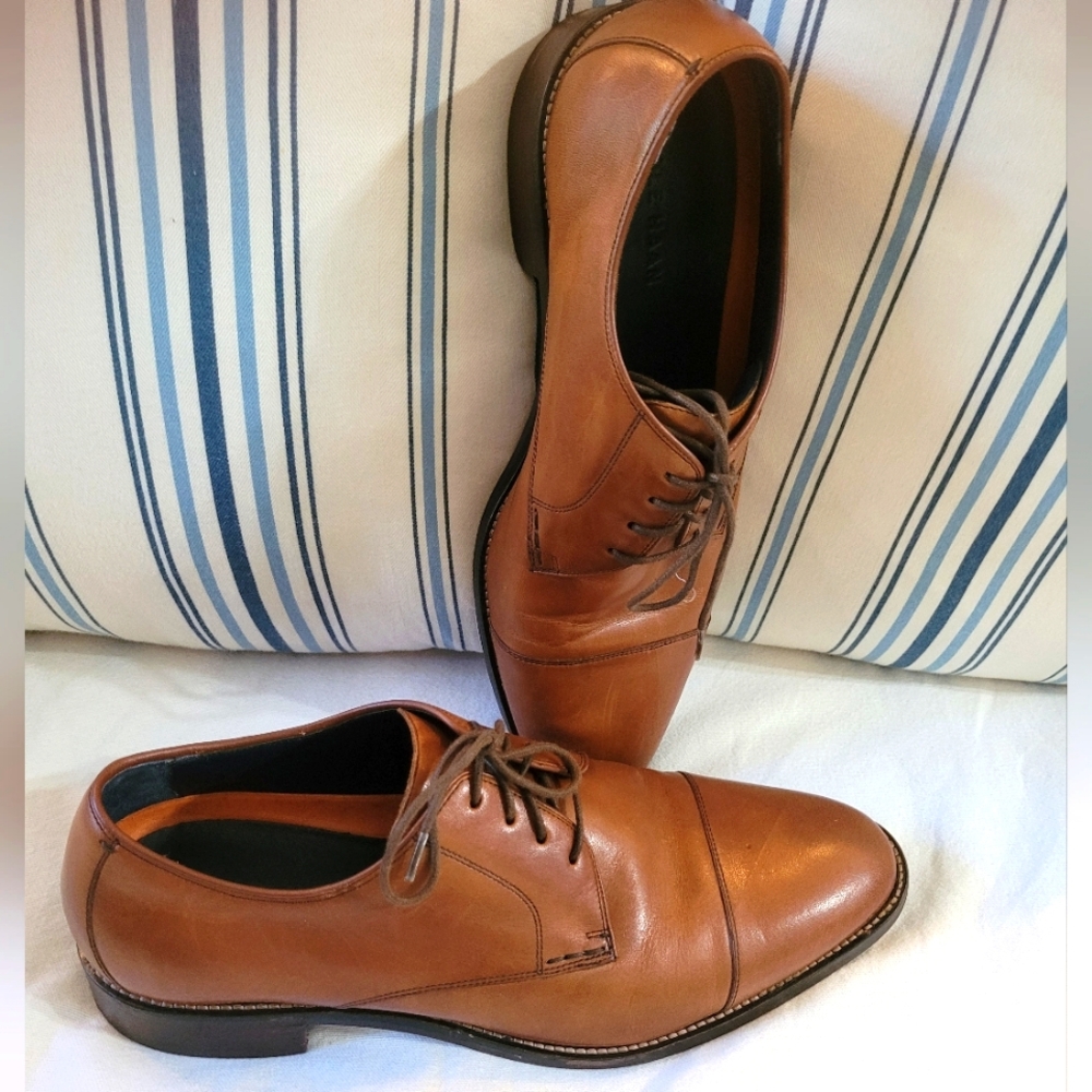 Cole Haan Mens Lenox Hill British Tan Cap Toe Lace Up Dress Oxfords Size 10.5 M - Picture 2 of 11